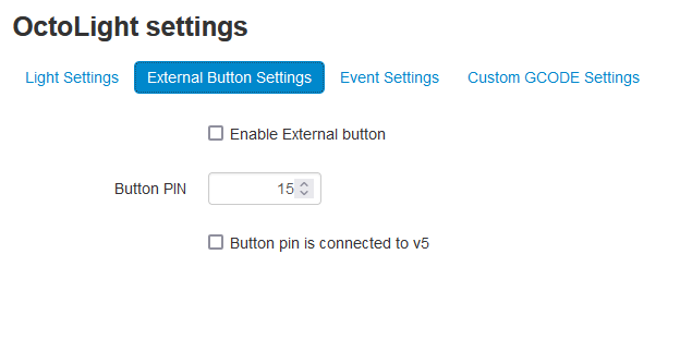 Settings panel