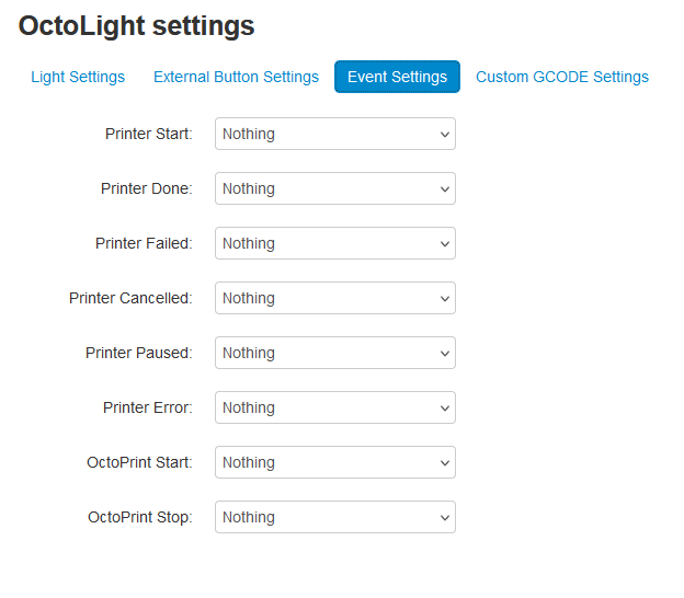 Settings panel