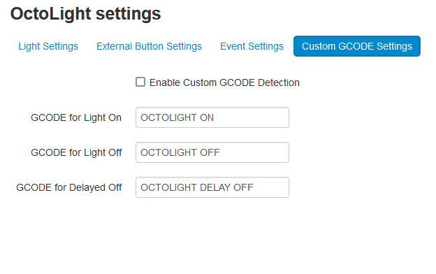 Settings panel