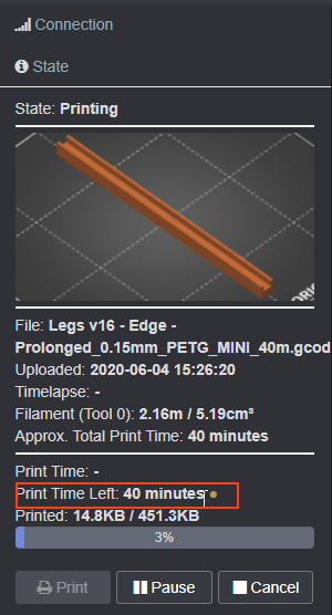 Printing Time Left